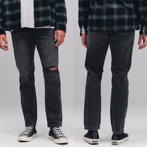 Abercrombie & Fitch Vintage Stretch 90's Straight Distressed Jeans Black 30x32